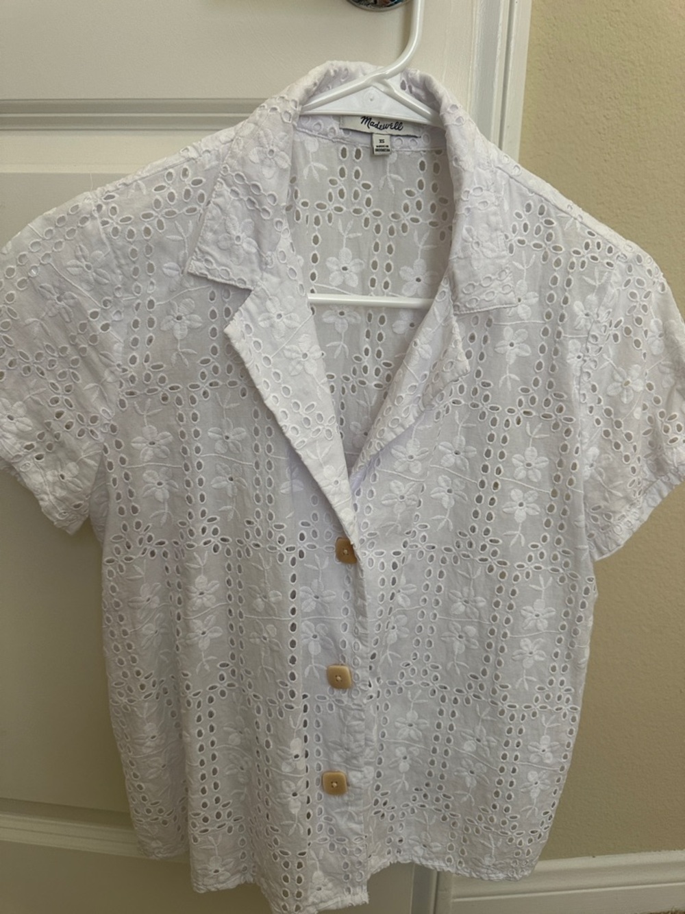 Madewell White Eyelet Button-Front Blouse